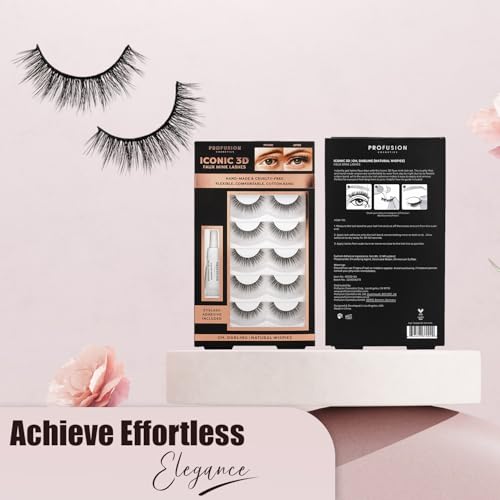 Profusion Cosmetics Iconic 3D Faux Mink False Lashes - Natural to Dramatic Styles with Quick-Dry Adhesive, Lightweight & Flexible Eyelash Set (Oh Darling)