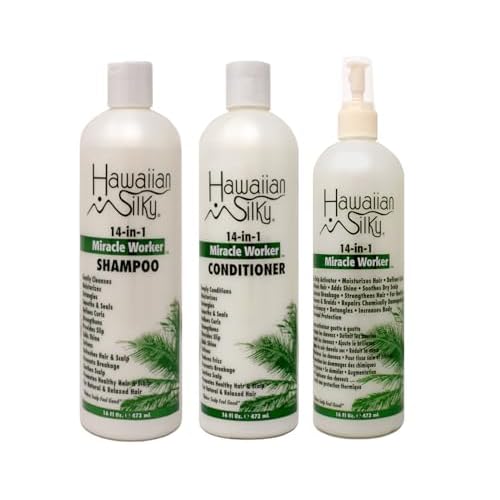 Hawaiian Silky 14-in-1 Miracle Worker Hair Care Set, Shampoo, Conditioner and Activator Spray, 16 Fl Oz Each
