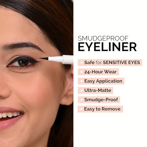 IRIS - Matte BOLD Eyeliner (24 Hrs Hold) | Waterproof & Smudgeproof |Smooth Application without Flaking or Creasing | Paraben & Alcohol Free | Black 1 mL