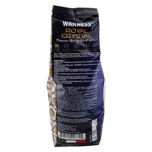 Waxness Royal Crystal Hard Wax Beads 4.4 lb (2 kg) ? Premium Rosin-Free Stripless Wax with Crystal Formula for Sensitive Areas, Professional Use ? Made in Italy