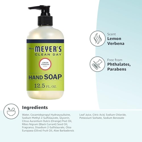 Mrs. MEYER'S CLEAN DAY Hand Soap, Lemon Verbena, 12.5 fl. oz (Pack of 3)
