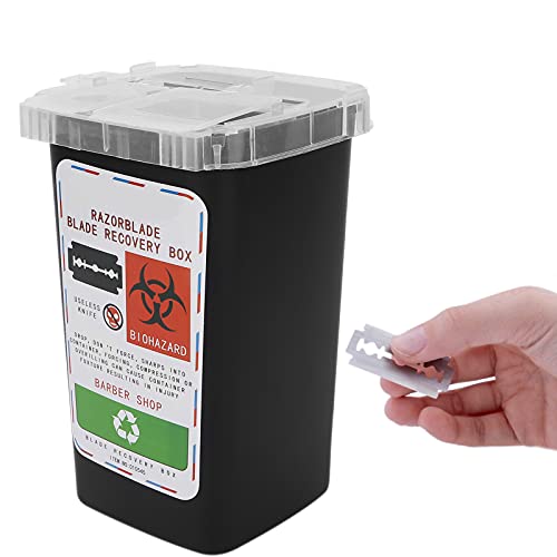 FILFEEL Blade Disposal Box, Disposal Blade Container Barbershop Hair Salon Shaving Knife Blade Disposal Collect Box (Black)