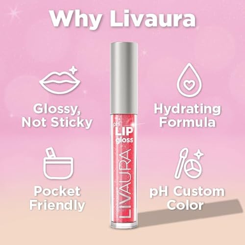Shimmer Lip Gloss pH Activated, Glitter Lip Gloss for Women, Glossy, Shiny, Sparkly LipGloss, High-Shine Glittery Lipstick, Glimmer Sparkle Lipgloss, Made in USA (Rosy Quartz)
