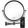 Wall Mounted Makeup Mirror - 1X/10X Magnifying Mirror for Wall, 8 Inch Double Sided 360¡Æ Swivel Extendable Bathroom Mirror for Shaving, Black