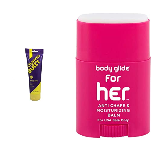 Chamois Butt'r Original Anti-Chafe Cream (8 oz tube) and Body Glide For Her Anti Chafe Balm (0.8oz)