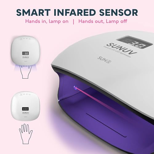 SUNUV SUN4 48W UV LED Nail Lamp, UV Gloves Pink, UV Light for Nails, Nail Dryer for Gel Polish for Home Salon