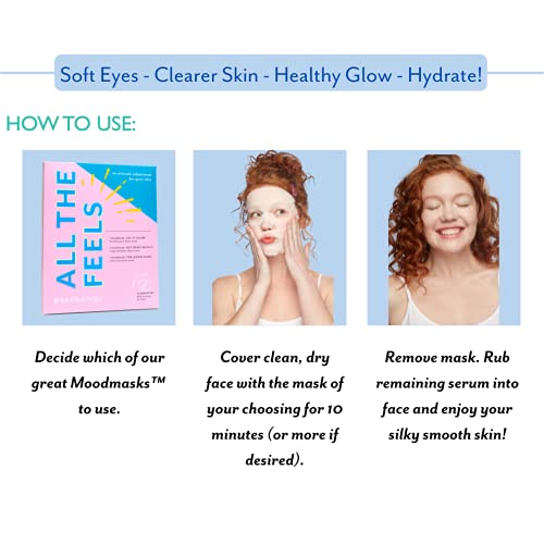 Patchology "All the Feels Sheet Masks - Hydrating Face Masks for dry skin and blotchy redness. Facial Sheet Mask Skincare Treatment to reduce puffiness, redness and wrinkles (3 Piece Set) (Pack of 2)