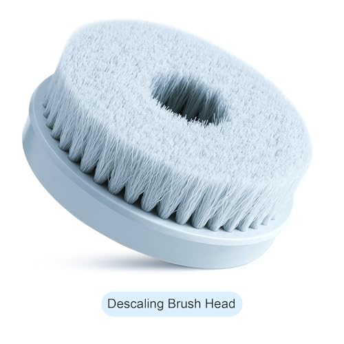 Electric Body Brush Back Scrubber for Shower + Descaling Brush Head, Sky Blue