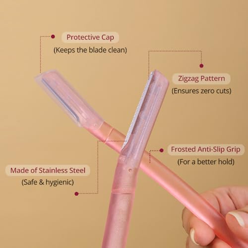 Carmesi Facial Razor for Women | Painless & Precision Face Hair Removal | for Peach Fuzz, Eyebrow, Chin & Upper Lip | Gentle Exfoliation & Smoother Skin | 3 Count (Pack of 2)