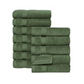 SALBAKOS 100% Turkish Cotton Washcloth Set of 12 13x13 inch | Heirloom Quality | Hotel & Spa Collection | Ultra Soft, Super Absorbent, Washcloth Towels | Made in Turkey (Green, 12 Washcloths)