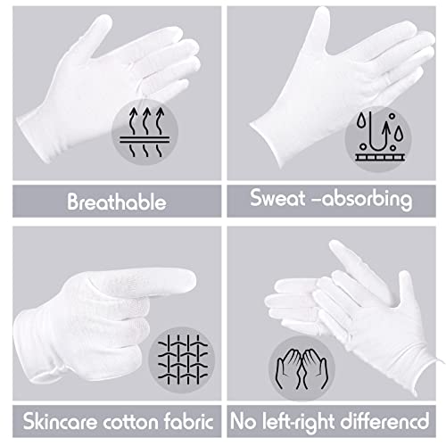 Jecery White Cotton Gloves Bulk Pack Moisturizing Overnight Dry Hand Eczema Thin Inspection Liner for Jewelry Coin Collection
