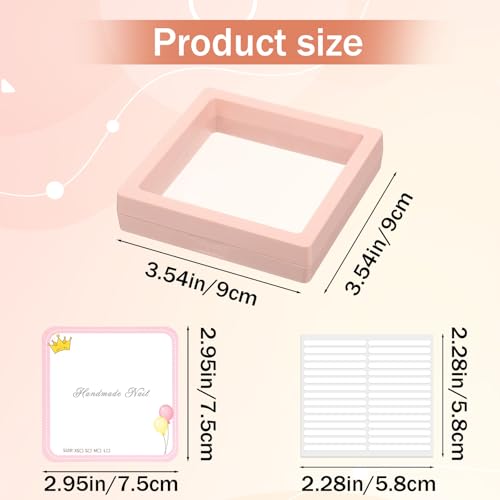 30 Pcs Press on Nail Packaging Box with 90 Pcs Adhesive Double Sided Tape Artificial Nail Display Case Storage Container Box Acrylic Packaging Organizer for Art Home Salon(Pink)