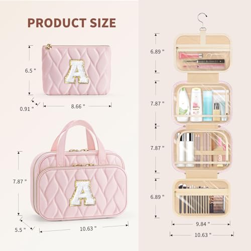 YOOLIFE Travel Toiletry Bag for Women - Hanging Toiletry Bag Makeup Bag, Portable Toiletries Cosmetic Bag, Airplane Travel Essentials Purple - M