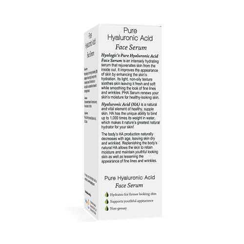 Hyalogic Pure Hyaluronic Acid Serum for Face - Hydrating, Non-Greasy, Fragrance-Free, 0.47 Ounce