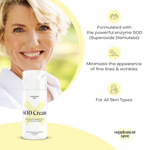 Superoxide Dismutase (SOD) Anti-Aging Cream - Face Moisturizer for Fine Lines & Wrinkles, Smooth & Firm Skin, Youthful Glow, Antioxidant-Rich Skincare, (3.4 oz 2 Pack)