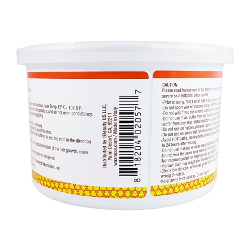 Waxness Natural Soft Wax Tin Amber Formula 14 oz (400 g) ? Professional Strip Wax for Face & Body, Smooth Application ? Made in Italy