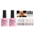 AIMEILI Gel Nail Polish No Wipe Top and Base Coat Set, and Clear Color Pink Nude White Soak Off Gel Nail Polish Set Of 12pcs X 8ml