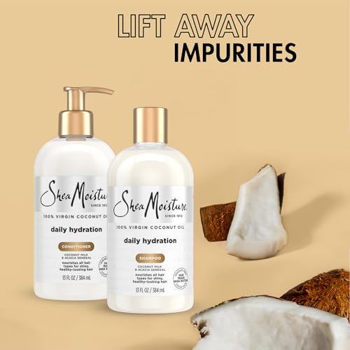 SheaMoisture Shampoo & Conditioner Set, Daily Hydration with Pure Coconut Oil ? New Look, Improved Creamy Lather, Cruelty-Free, 13 Oz Ea