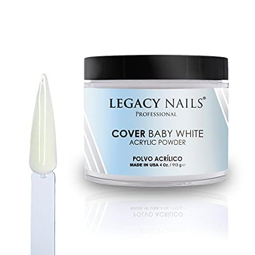 Legacy Nails Professional Cover Acrylic Powder, 4 ounces - Ideal For French Nail Art, Create Nail Art, Nail Extension That Provide a Healthy, Natural Look To Nails (BABY WHITE)