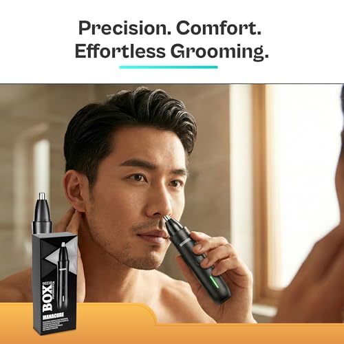 Manacure Nose & Ear Hair Trimmer ? Professional Electric Precision Grooming Tool for Effortless, Nose and Ear Hair Removal, High-Performance Design, by BOX90210
