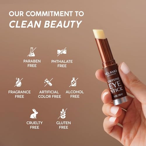 VELAMO ADVANCED Caffeine Eye Stick: Energizing & Hydrating Under Eye Balm for Dark Circles & Puffiness - Travel Essentials, Portable & Perfect for On-the-go Use, 0.1 OZ/3g
