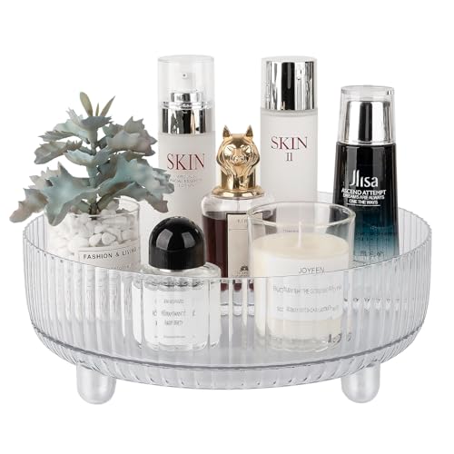 Anyoifax 360 Rotating Makeup Organizer Perfume Tray Skincare Holder Spinning Cosmetic Storage Bathroom Countertop Organizer Lazy Susan Turntable for Dresser, Vanity, Kitchen, Large Clear