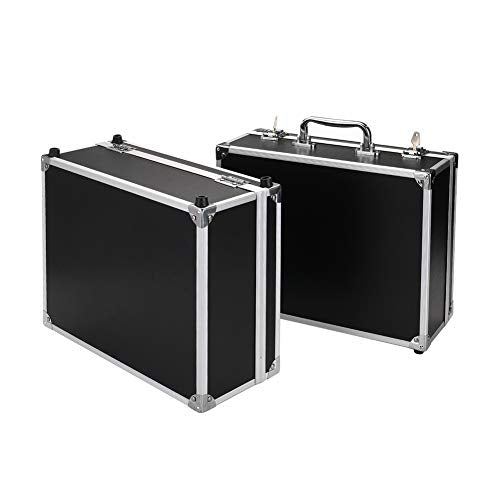 Kit Box Case,Machine Case 12.6" x 9.5" x 5.1" W/Lock Makeup Carrying Bag Storage Case Organize with Clasp,Aluminum Alloy with Sponge for Equipment Cosmetic Makeup Tools (black)