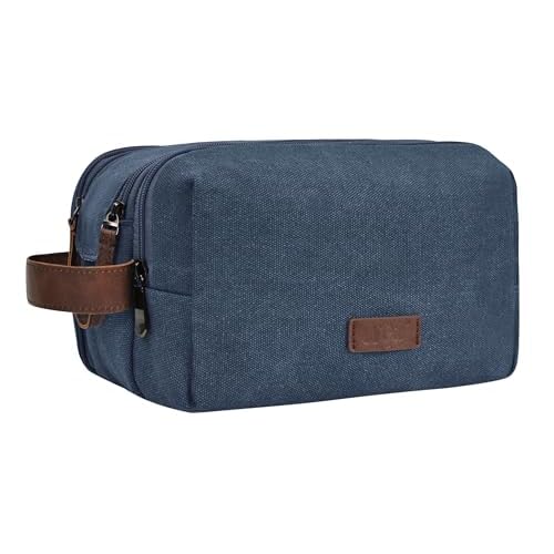 NGIL Traveling Toiletry Bag, Canvas Toiletry Organizer for Women and Men, Cosmetic Case, Skincare, Shaving Kit Organizer Traveling Toiletry Bag (Navy, Medium)