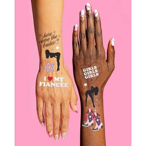 xo, Fetti Bride Pride Bachelorette Temporary Tattoos - 52 Glitter Styles | Mrs and Mrs Bach Party Decoration, Pridesmaid Favor, Bride to Be Gift + LGBTQ Rainbow Bridal Shower