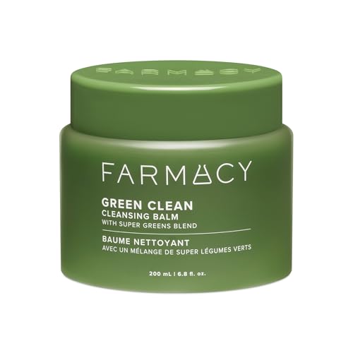 Farmacy Makeup Remover Cleansing Balm - Green Clean Waterproof Makeup Remover Balm + Oil Cleanser for Face - Gently Melts Make Up + SPF - Hydrates + Softens Skin with Super Greens + Papaya (200ml)