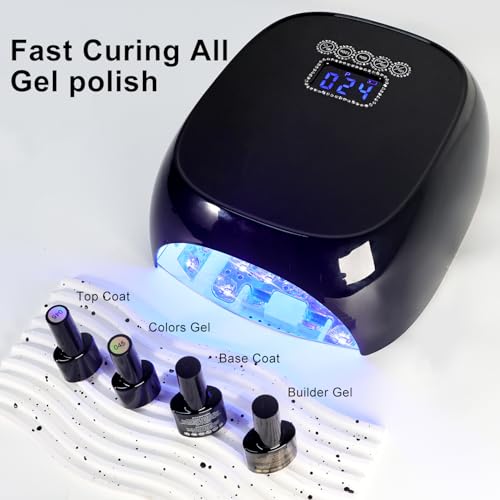UV Light for Gel Nail, LIMEGIRL Cordless Nail Lamp with 1*Replaceable Lamp Beads, 4 Timer Settings & Touch Screen, Optional Mutes Mode & Power Control - Multifunctional Salon Use (Black)