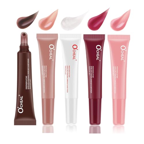 Lip Jam Hydrating Lip Gloss,5 Colors High Shine Glass Finish Lip Oil Long Lasting Nude Colors Shiny Jelly Lip Glow for Women and Girls