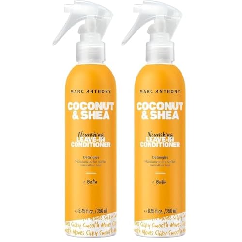 Marc Anthony Leave-In Conditioner Spray,Coconut Oil & Shea Butter - Anti-Frizz Biotin Hair Detangler Spray to Moisturize for Softer Smoother Hair - Sulfate Free Styling Product,(Pack of 2)
