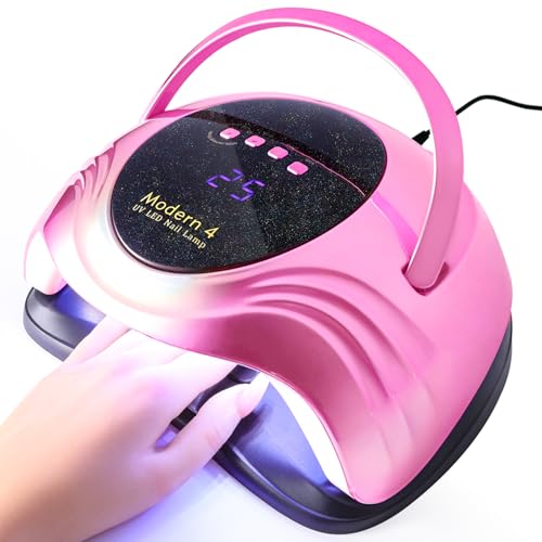 Limegirl UV Nail Lamp - Pearlescent Version, Professional Nail Dryer with 4 Timer, Powerful Dual UV & LED Lamp Beads and Auto Sensor, Fast Curing Gel Lamp, Salon Home Manicure Kit (Pearl Pink)