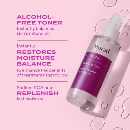 Murad Hydrating Toner ? Moisture-Replenishing Alcohol-Free Face Toner with Lecithin, Grape Seed, Peach & Cucumber Extracts for Deep Hydration, Soothing Irritation, & Refreshed Skin - 6 Fl Oz