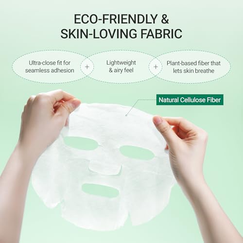 tenzero Daily Cica Soothing Mask (30 Sheets), Calming, Redness Soothing & Hydrating Face Mask, For Sensitive Skin with Centella Asiatica, Plant-based Cellulose Mask, For Daily Use, Korean Skincare