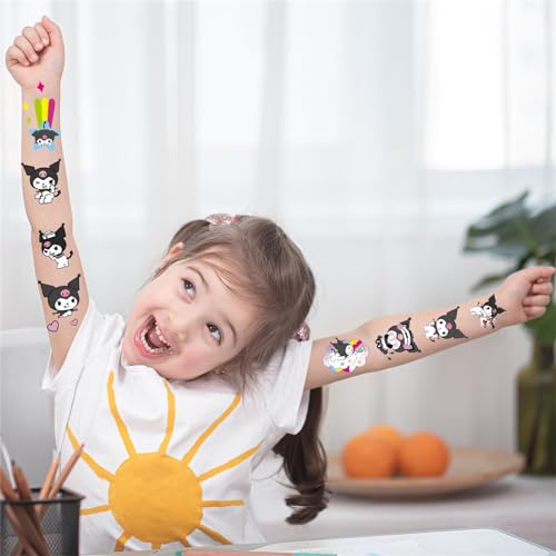 kingmagnate 40pcs Temporary Tattoos for Kids,Kuomi Party Favors Fake Tattoos Stickers,Kawaii Birthday Party Supplies,Birthday Decorations Party Game Activities Reward Gifts (Klm)
