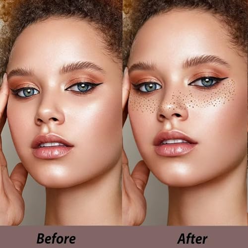 Glitter Freckles Face Tattoo - 20Pcs Waterproof Gold Temporary Sparkle Patches for Women Glow Up Makeup Patches Accessories Cosmetic Glitter for Face