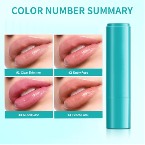 4Pcs Hydrating Lip Tint Lipstick Set of Red and Nude, Long-Lasting Matte Finish Moisturizing Tinted Lip Balm, Natural Ingredients Vitamin E Watery Lip Gloss Lipstick for Women and Girls