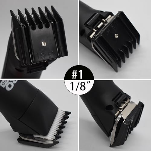 4 Pieces Professional A5-Style Animal Clipper Attachment Guard Guide Cutting Combs Set 76926-900, 1/8", 1/4", 3/8", 1/2", Compatible with Oster Classic 76 A5 Andis AG BG Wahl KM Pet Groomers (Black)