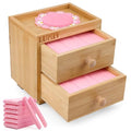 Luxiv 120 Pcs Facial Sponge Compressed with Bamboo Storage Box, Face Cleansing Sponge for Estheticians Round Compress Makeup Facial Sponge with 2 Layer Wood Drawer Storage Box, Mat