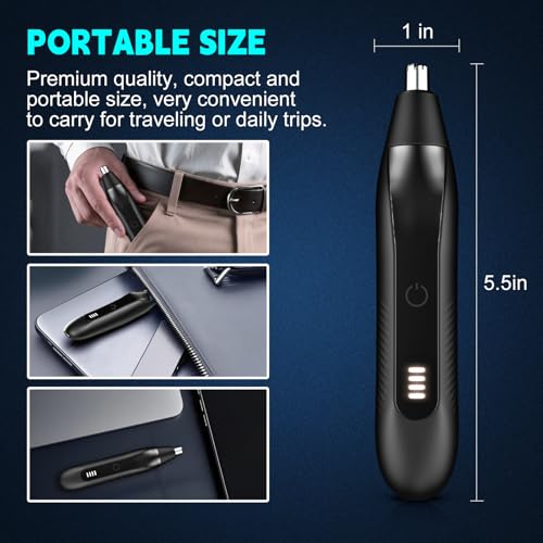 Nose Hair Trimmer for Men - 16000RPM Motor, LED Power Display, Portable Electric Ear & Eyebrow Grooming Kit, Nose Hair Cutter & Remover, Face & Body Clipper, Gift for Men