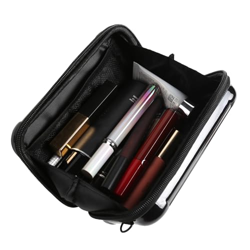 Black Hard Shell Cosmetics Case Carrying Hard Bag for Toiletry Storage Cross Body Bag with Shoulder Strap for Detachable Grip Rope and Shoulder Strap for Travel