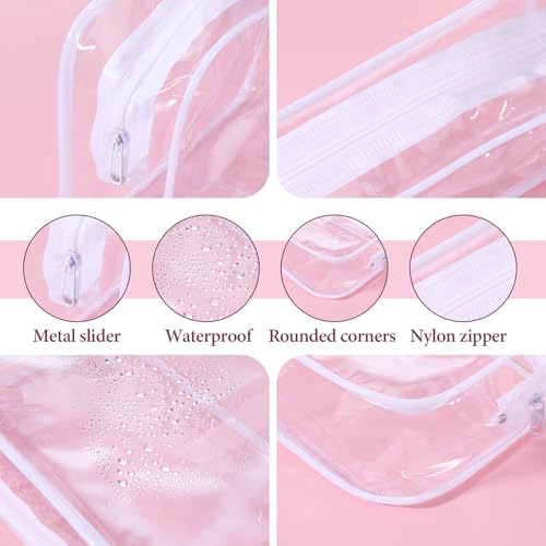 28 Pack Clear Cosmetic Bags Makeup Bags Bulk, Portable Waterproof Travel Toiletry Bag Organizer Plastic Toiletry Carry Pouch with Zipper, for Travel Women Men Bathroom Organizing, 7.1"x 4.7"x 2.4"