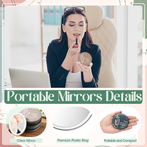 80 Pcs Christian Compact Mirrors Bulk Inspirational Bible Verse Pocket Mirror Mini Purse Makeup Mirrors Christian Religious Gifts for Women Coworker Church Easter Party Favor (Spanish Bible)