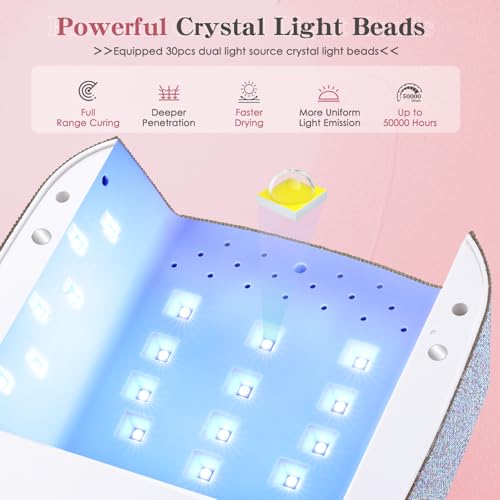 2-in-1 Nail Drill & UV LED Nail Lamp, Professional Rechargeable 45000 RPM Electric Nail Drill Machine, Nail Grinder, Fast Nails Dryer Curing Lamp, Designed for Salon, Home