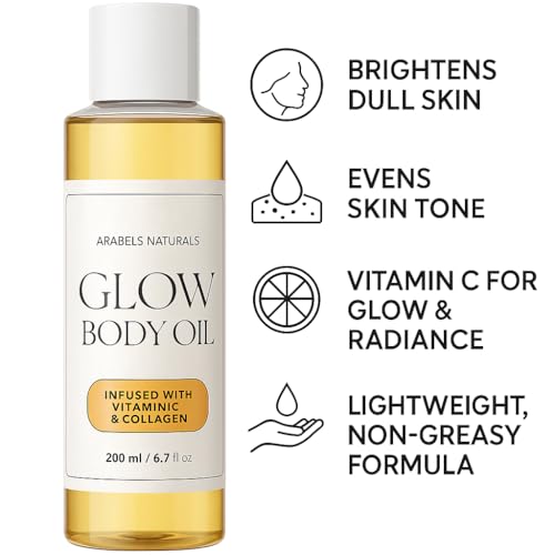 Brightening Body Oil with Carrot, Collagen & Papaya ? Deep Moisturizing, Even Skin Tone, Radiant Glow, Lightweight & Fast-Absorbing Formula, 200ml