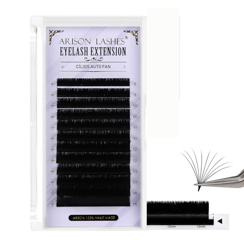 Arison Lashes Easy Fan Lashes 0.07 M Curl 8-15mix Eyelash Extension Supplies Volume Lash Extensions Automatic Blooming Flower Lashes Self Fanning Russian Eyelashes