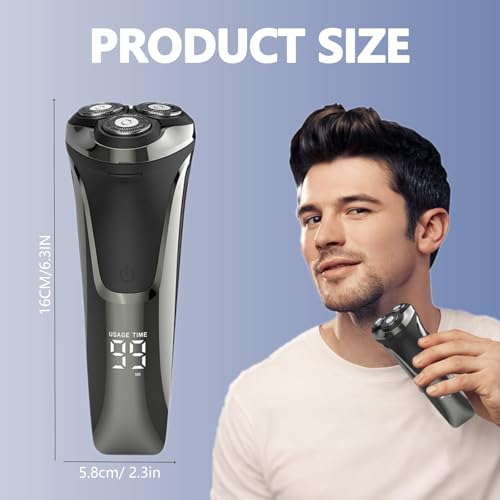Snapbuy Electric Razor for Men, Electric Razor Pro, Ipx7 Waterproof Cordless Shaver with 90-Min Runtime, 4D Floating Head Rotary Shaver, Fast Charging (Black)