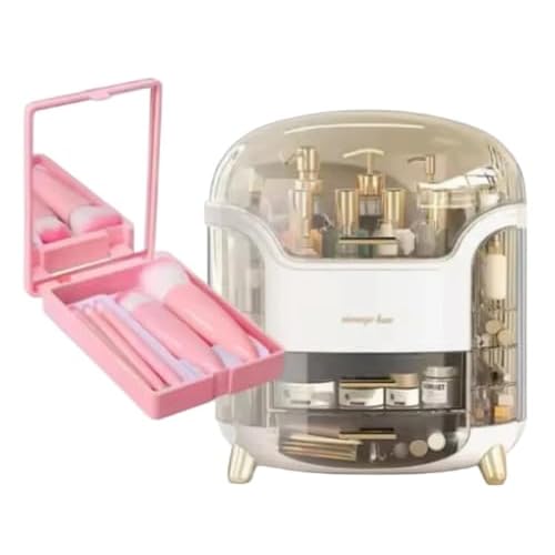 1 Pc Makeup Organizer, Bathroom Countertop comes with a makeup brush case that includes a small mirror, Vanity Makeup Organizer, Makeup Storage Organizer, Cosmetic Organizer.